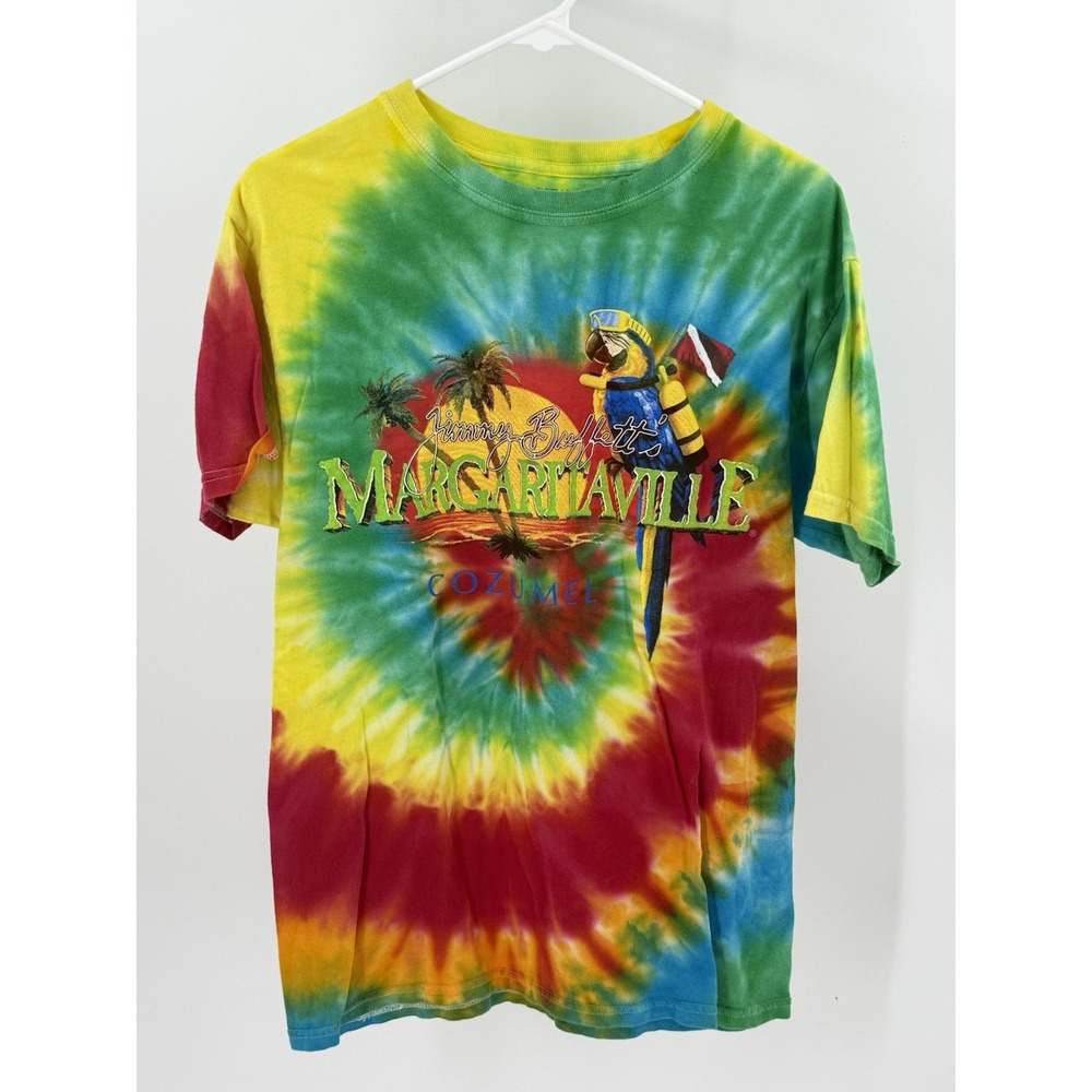 Margaritaville Tropical Mens Medium Tie Dye Cozumel Jimmy Buffett Parrot T-Shirt